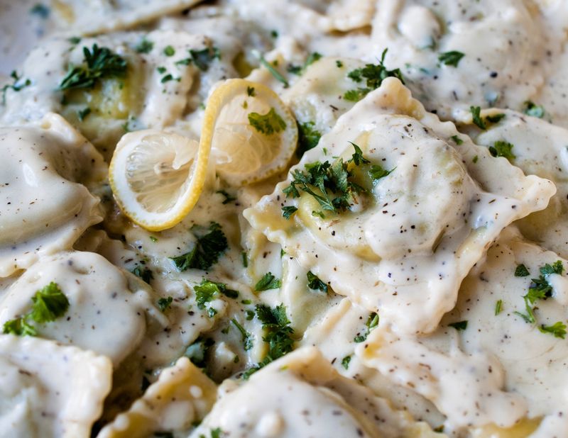 Ravioli with Garlic Cream Sauce