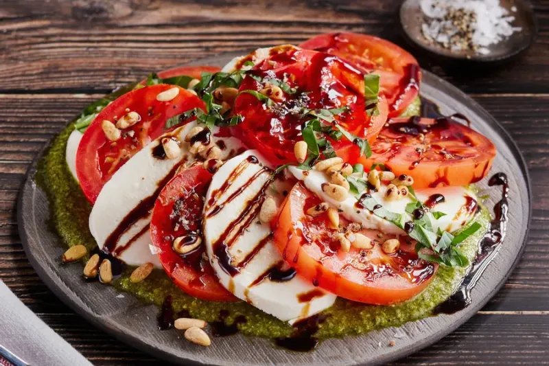 Caprese Salad with Pesto Drizzle