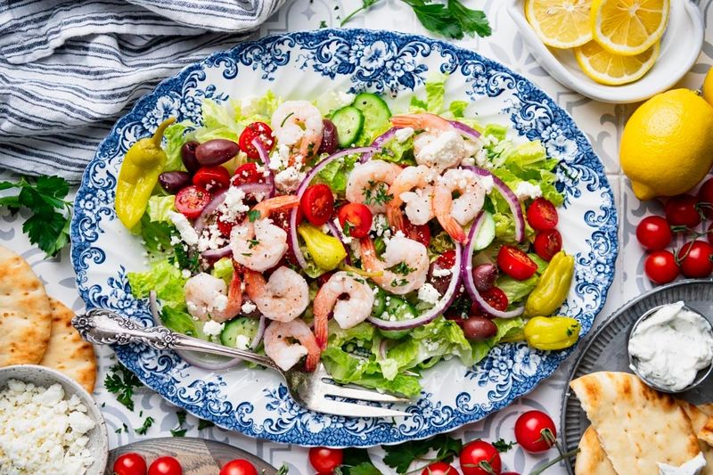 Greek Salad with Grilled Shrimp
