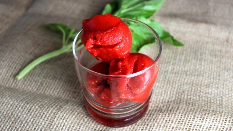 Strawberry Basil Sorbet