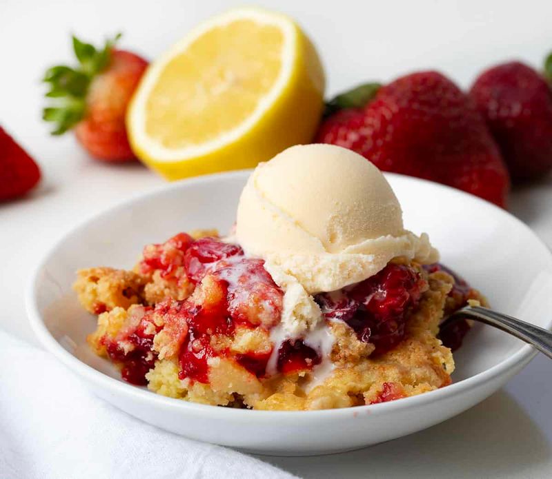 Fresh Strawberry Lemon Dump Cake