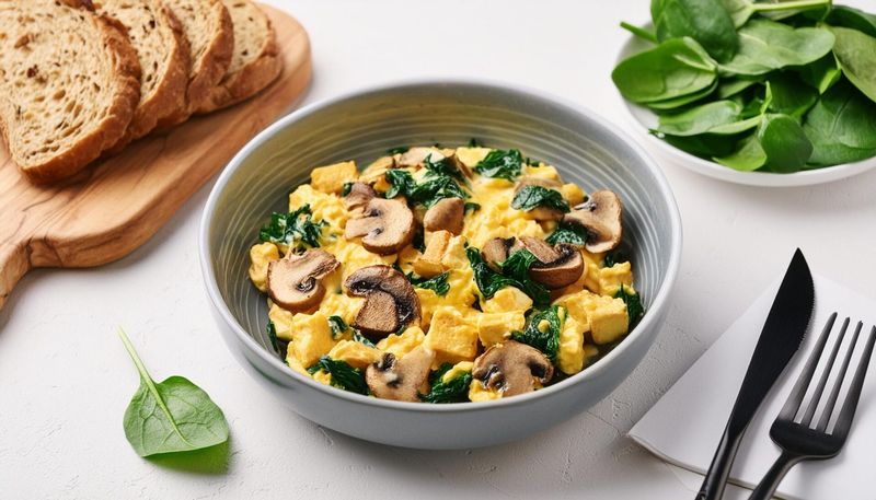Tofu Scramble with Spinach and Mushrooms