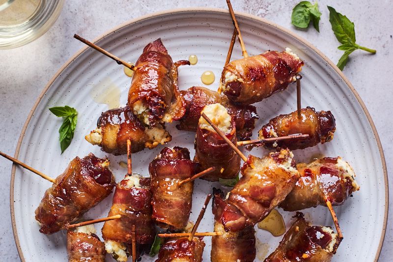 Bacon-Wrapped Dates with Goat Cheese