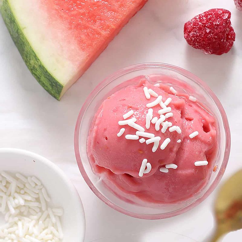 Watermelon Syrup Ice Cream Sundae