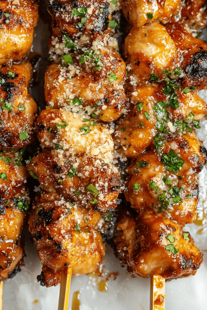 Rich Garlic Parmesan Chicken Kabobs