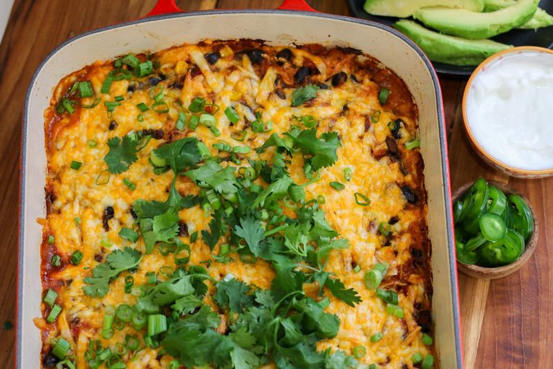 Cheesy Chicken Enchilada Casserole