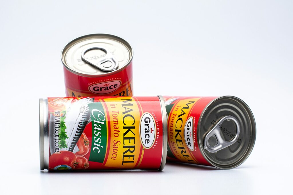 two cans of canned food sitting next to each other