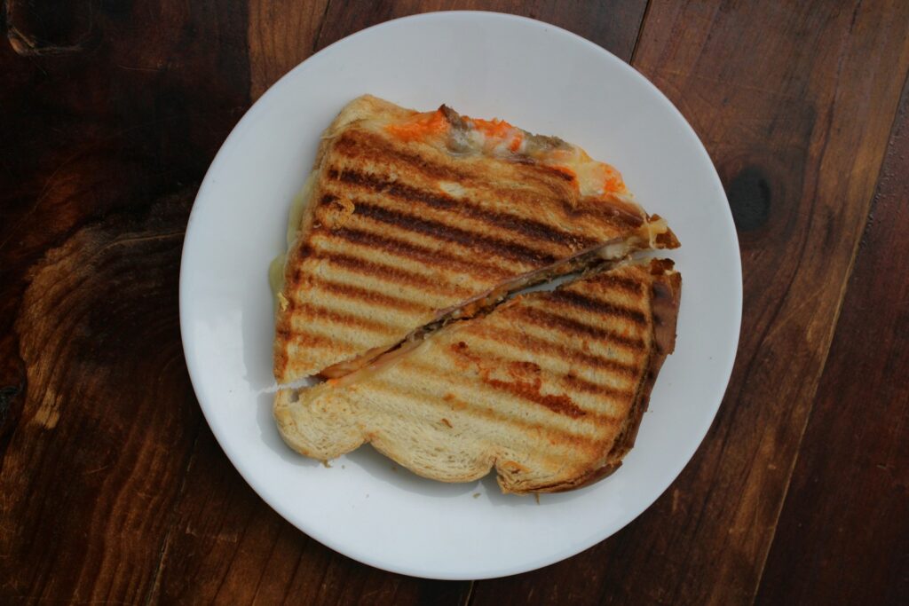 toasted bread on white plate